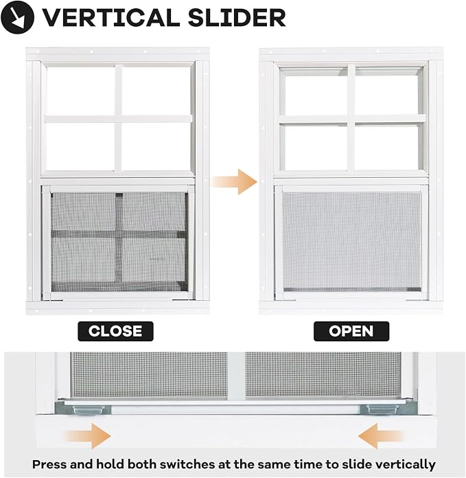 Shed Windows 2 Pack, Chicken Coop Windows 24" x 36" White | Flush Mounted Small Windows with Tempered Glass and Fiberglass Screen for Shed, Barns, Playhouse, Household, Garage
