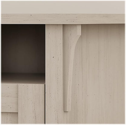 Bush Furniture Salinas 55 Inch W Corner Desk with Storage Cabinet, Antique White (SAD155AW-03)