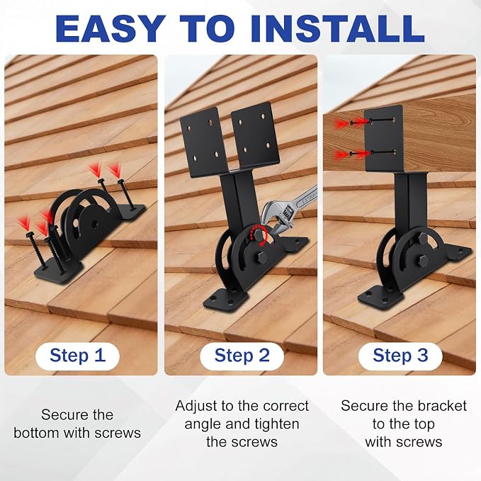 4 Pcs 4“x 4”Heavy Duty Roof Riser Brackets Kit | Adjustable Height Angle Pergola Brackets|Roof Riser Beam Bracket for Gazebos|Carports|and Patios