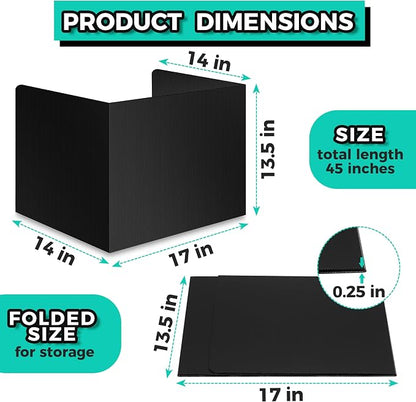 22-Pack Desk Dividers for Students - Durable & Waterproof Plastic Study Carrel Divider, Classroom Folders Teacher Supplies, Easy-to-Clean Plastic Privacy Shield Folder Boards for Student Desks, Black