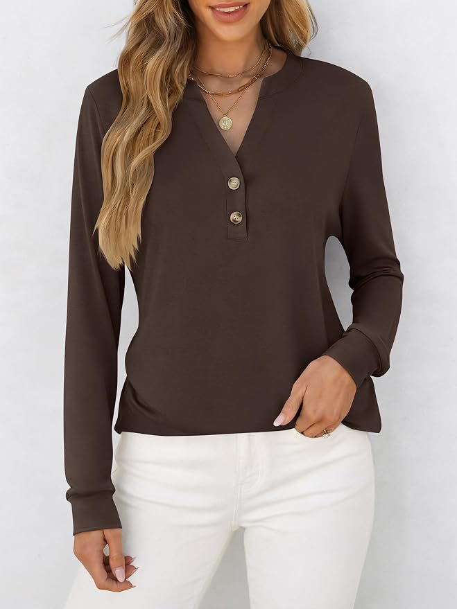 ANRABESS Women's Long Sleeve Shirts 2026 Spring Fashion Dressy Casual Tops Trendy Henley Blouses Cute Work Outfits Clothes