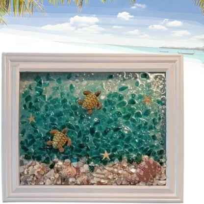 Sea Glass Art Kits, 2024 New Sea Glasss Resin Art Kits for Adults, DIY Mosaic Glass Kits, Mosaic Kits for Adults Resin Beach Art Kit for Home Decoration, Bookshelf, Office, Windowsill (G)