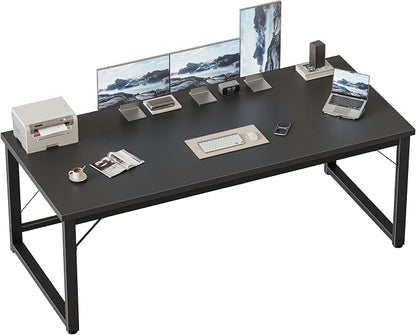 Mericonia 63x28 Inch Computer Desk, 1" Thick Large Office Table, Black | Modern Simple Style, Heavy Duty Industrial Frame, Large Study & Writing Table for Home Bedroom Work
