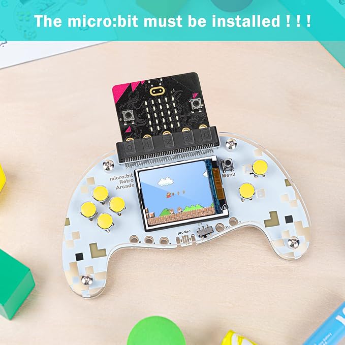 ELECFREAKS microbit Retro Makecode Arcade for STEM Education, Micro:bit Joystick Programming Learning Machine Supports Remote Control and Creat Games(Without Micro:bit)