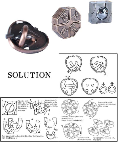 Brain Teaser Puzzle for Adults Puzzles Metal Hole Lock Adult Educational Toy Jigsaw IQ Puzzle (Orange)
