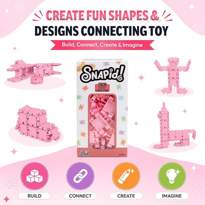 100 Piece Light Pink Snap Connecting Building Toy Set for Kids