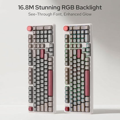 Redragon K768 PRO Wireless 100-Key Gasket Gaming Keyboard, Knob + 8000mAh | Multi-Function Control Wheel, 0-Delay Tri-Mode, Cushioned 5-Layer Noise Dampening for Creamy Thocky Sound, Practical 95% Size