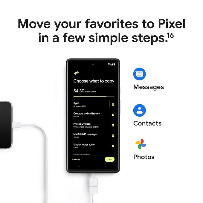 Google Pixel 6 – 5G Android Phone - Unlocked Smartphone with Wide and Ultrawide Lens - 256GB - Stormy Black