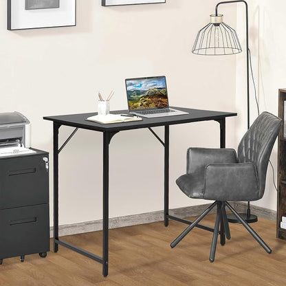 BestOffice | 32 Inch Computer Desk | Black | Sturdy Office Desk | Metal Frame, Adjustable Feet | Water-Resistant, Scratchproof Surface | Writing Table for Home Office or Study | Pack of 1