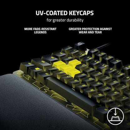Razer Huntsman V2 TKL Gaming Keyboard: Fast Linear Optical Switches Gen2, Sound Dampeners, 8000Hz Polling Rate, Detachable Type-C Cable, UV-Coated Keycaps, Wrist Rest - ESL Edition