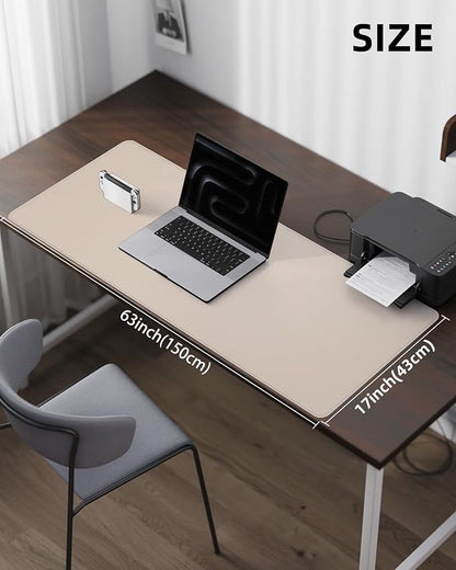 Extra Large Desk Mat - 63"x 17" Non-Slip Desk Pad for Office and Home - Ideal for Large Mouse Pad and Desk Mats on Top of Desks(Beige)