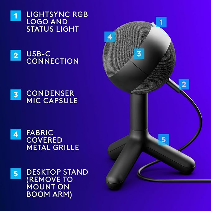 Logitech G305 Lightspeed Wireless Gaming Mouse, White + Yeti Orb RGB Gaming Microphone with LIGHTSYNC, USB Mic for Streaming