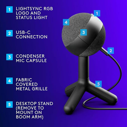 Logitech G305 Lightspeed Wireless Gaming Mouse, White + Yeti Orb RGB Gaming Microphone with LIGHTSYNC, USB Mic for Streaming