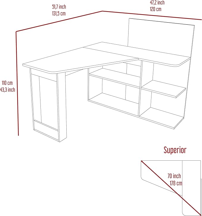 NicBex Kimberly-DW-00046-LWJ Home Office Desks, 51.7"x47.2"x43.3", Gray