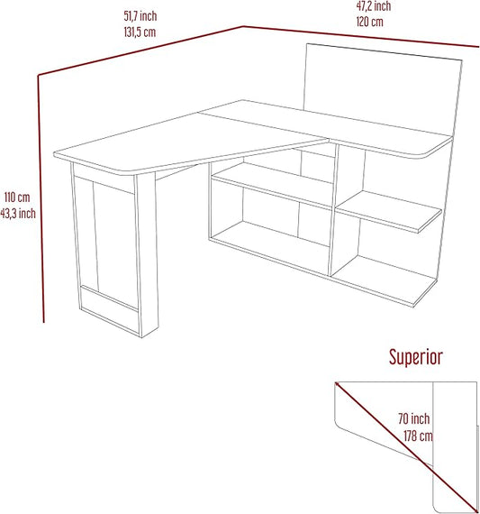 NicBex Kimberly-DW-00046-LWJ Home Office Desks, 51.7"x47.2"x43.3", Gray