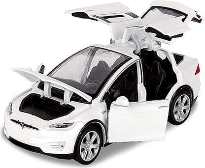 gidoyi Toy Car Model X, Pull Back Car Toys Alloy Vehicles with Lights and Sound 1:32 Scale Model Car (White)