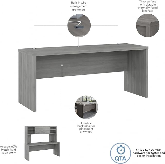 Bush Business Furniture Echo Computer Desk, 72W, Modern Gray