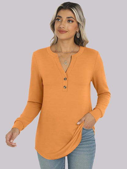ANRABESS Women's Long Sleeve Shirts 2026 Spring Fashion Dressy Casual Tops Trendy Henley Blouses Cute Work Outfits Clothes