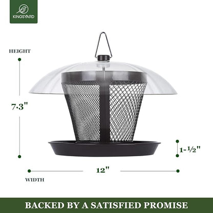Kingsyard Bird Feeder for Outside, Dual-Use Metal Mesh Wild Bird Feeder with Weatherproof Dome Dual, 2.5 lbs Seed Capacity for Finch Cardinal