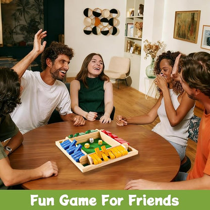 Shut The Box Dice Game 12 Inch Upgraded 2-4 Player Wooden Dice Game Math Addition Games Close The Box Family Wooden Dice Board Game for Kids Adults, Tabletop Version for Classroom, Home, Party or Bar