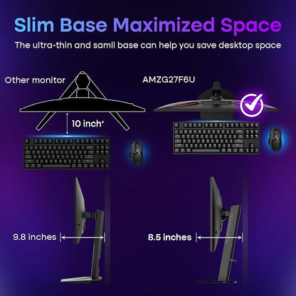 Amzfast 27" 4K Gaming Monitor, UHD 160Hz/FHD 320Hz Dual Mode, Fast IPS, 1ms MPRT, Height Adjustable, HDR400, 126% sRGB, HDMI 2.1, DP 1.4, PIP/PBP, Adaptive Sync, VESA 100x100 – AMZG27F6U