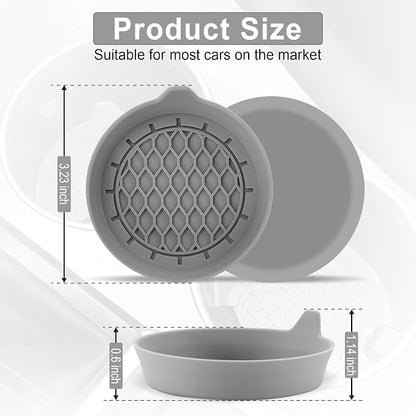 SINGARO Car Cup Holder Coaster, Silicone Cup Holder Insert, Universal Non-Slip Cup Holders, Car Accessories Interior for Women and Man 4 Pack Gray