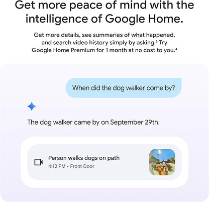 Google Nest Doorbell (Wired, 3rd Gen) - 2K Video, Live View - 2025 - Snow | Video doorbell, 2K HDR, intelligent alerts, color night vision, 2-way audio, works with Google Home & Gemini