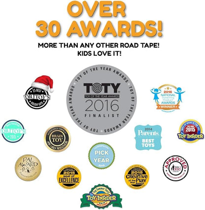 PlayTape Road Tape for Toy Cars - Sticks to Flat Surfaces, No Residue; 2-Pack of 30 ft. x 2 in. Asphalt Road