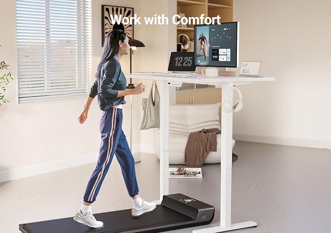 YDN 32 x 19 Inch White Electric Standing Desk | Adjustable Height, Sit Stand, Cable Management, Ergonomic, Home Office