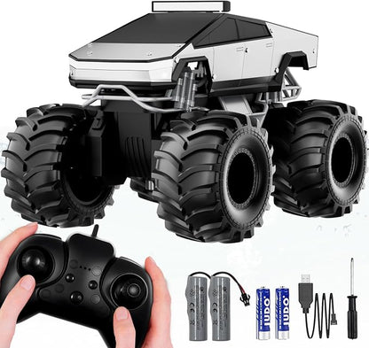 Remote Control Car, 1:18 Amphibious RC Cars, 4WD All Terrain Off-Road Pickup, 2.4GHz Waterproof Cyber Truck, 360° Rotatable Monster Truck Toys for Boys Christmas Birthday Gifts Age 6 7 8 9 10-13+