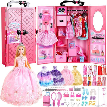 UCanaan Girl Doll and Closet Set with Doll Clothes and Accessories Items Including Fashion Dolls, Dressand Many Other Accessories (Refer Picture Shows)，Best Gitfs for Girls Christmas Birthday