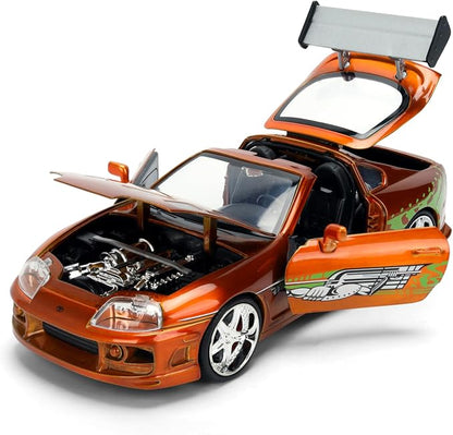 Diecast Model Car Compatible for Fast & Furious 25th Anniversary Edition 1:24 Brian's Toyota Supra in Brush Finish Color by Jada