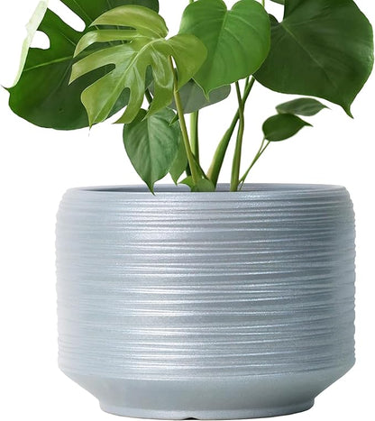 10 Inch Ceramic Plant Pot with Drainage – Large Flower Pot for Indoor Outdoor Plants, Modern Decorative Planter for Patio, Balcony, Garden, or Home Decor