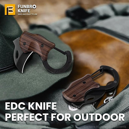 FUNBRO Small Pocket Knife for Men | Cool Box Cutter with 1.34 inch Sharp Blade, EDC Knives Tool for Everyday Carry (Wood Grain)
