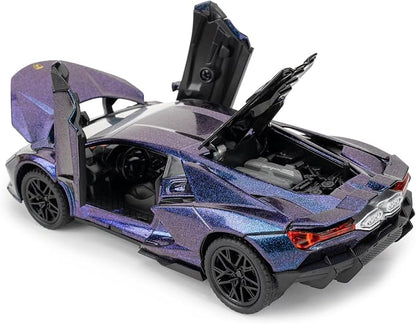 BDTCTK 1/32 Comapatible for Lamborghini ‌Aventador LP700-4 Model Car, Zinc Alloy Diecast Pull Back Toy Cars with Sounds and Lights Vehicles for Kids Boy Girl Gift (Blue)