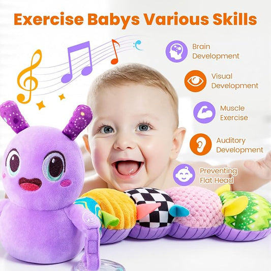 Baby Toys 0-6 Months, Washable Baby Musical Caterpillar Toys with 10 Children's Songs,Rattles,Teething Toys,Suitable for 0-6, 6-12 Months Infant Tummy Time Toy,Newborn Baby Boy&Gril Gifts(Green)