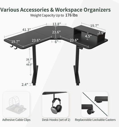 FEZIBO Corner Standing Desk, 48 Inches L Shaped Standing Desk, Electric Stand Up Corner Desk, Home Office Sit Stand Desk with Black Top and Frame