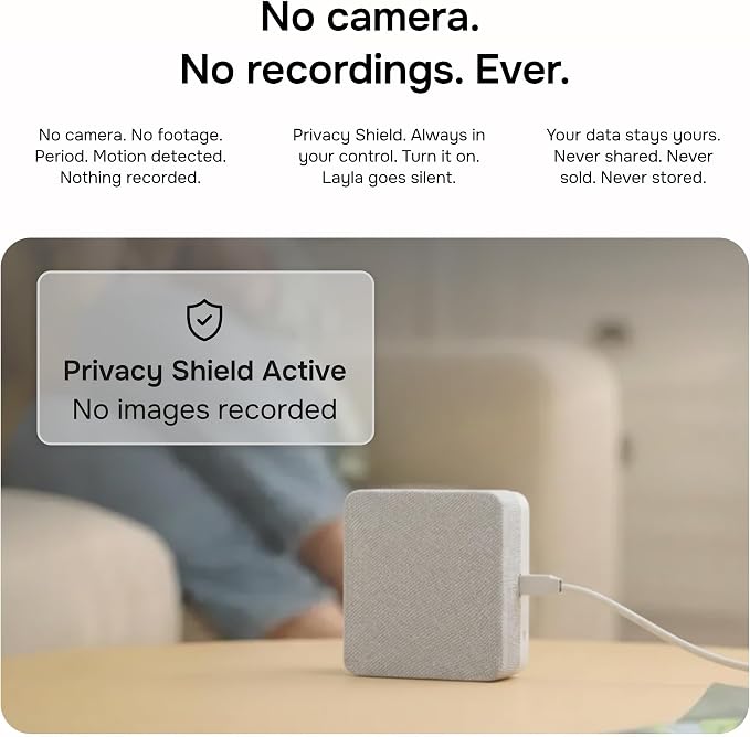 Layla Smart Home Agent 9-in-1 Smart Sensor & Air Quality Monitor (CO2, bVOC, Humidity) | Noise & Motion Detector, AC Controller, Energy Savings | Compatible with Alexa & Google Home | No Subscription