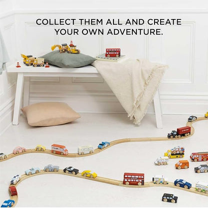 Le Toy Van London Car Set Premium Wooden Toys for Kids Ages 3 Years & Up (TV267), 7-pk