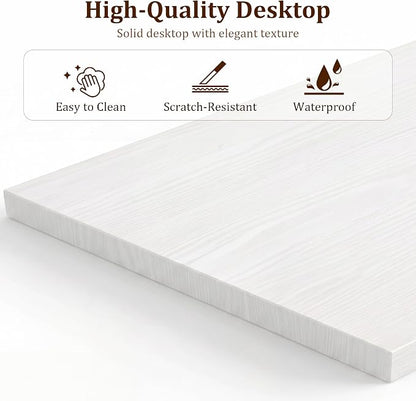 Alpen Corner Desk, L Shaped Gaming Desk with Storage Pocket and CPU Stand, Work Desk for Home Office, Small Corner Study Writing Table with Sturdy Metal Frame, 50 Inch, Classic White
