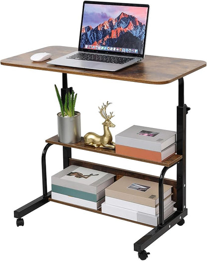 Portable Computer Desk Adjustable Home Office Desk Bedside Universal Movable Table Small Spaces Furniture Storage Convenient Desk Home Office Living Room Sofa Desk Size 15.7 * 31.5 Inch,Brownish