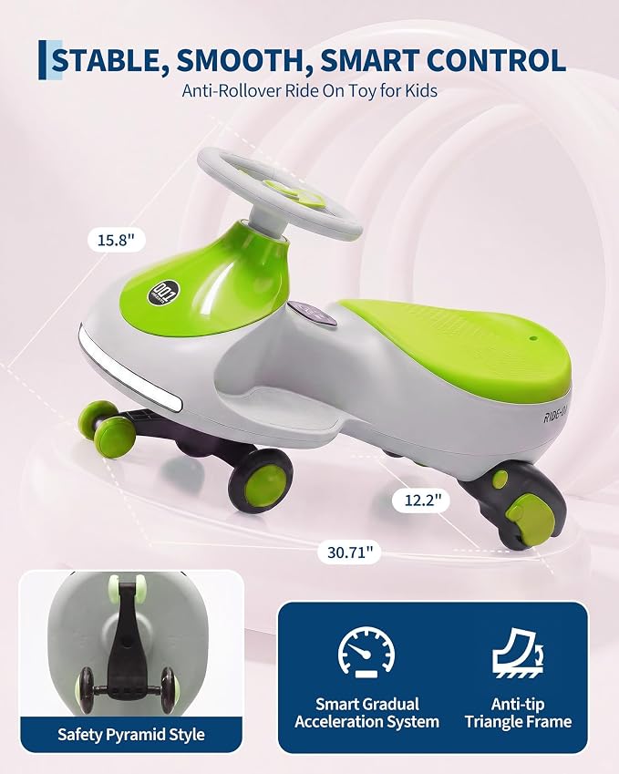 12V Electric Wiggle Car for Kids 2-in-1 Swing Car 360 Steering Pedal Ride | PP Plastic Body,Indoor Outdoor Play,Kids Activity Toy,Preschool Riding Fun,Low Gravity Design,Family Entertainment