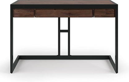 SIMPLIHOME Erina SOLID ACACIA WOOD Modern Industrial 48 Inch Wide Small Desk in Distressed Charcoal Brown, For the Office Desk, Writing Table, Workstation and Study Table