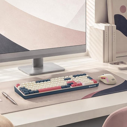 Redragon S174 Gaming Keyboard and Mouse Wireless with Tri-Mode, RGB Keyboard and 5000 DPI 61G Ultra-Light Gaming Mouse, Computer Keyboard Creamy Cute with Number Pad BT/2.4GHz/USB-C - Beige