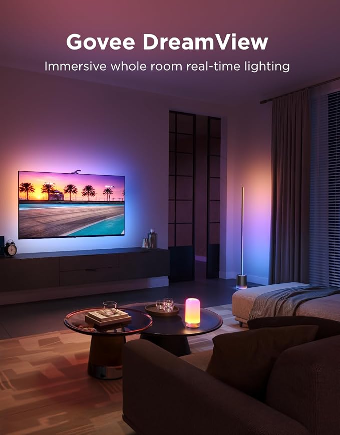 Govee TV Backlight 3 with Dual 4MP Lens, TV Lights Sync to 75-85 Inch TVs | RGBWIC LED Strip Lights for Movie Night, Smart AI Color Filter, App & Voice Control, Compatible with Matter, 60LEDs/m, 16.4ft