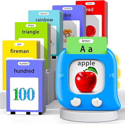 Kidzdo Talking Flash Cards with 560 Sight Word, Christmas Birthday Gifts for 2 3 4 5 6 Year Old Boys Girls, Montessori Pocket Speech Language Therapy Toys, Portable Toddlers Toys for Ages 2-6, Blue