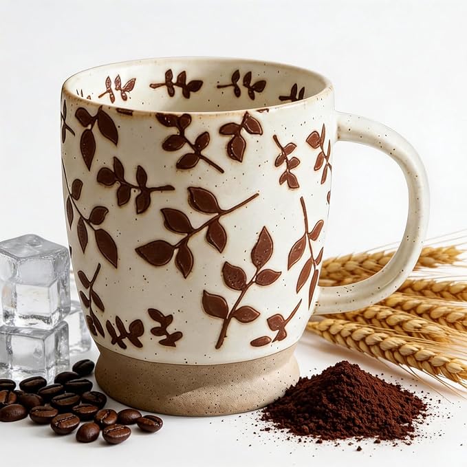18oz Coffee Mug Gift for Women Mom Her - Rustic Handmade Coffee Cup | Microwave & dishwasher safe. Mug for latte, cocoa, tea, milk, milkshake. Home office essential. Great gift for mom or her
