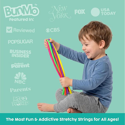 BUNMO Sensory Toys Stretchy Strings for Toddlers 3+ - Stimulating & Addictive Fidget Toys for Kids - Hours of Fun for Kids - Non-Mouthable Toy 3+ - Glow 6 Pack
