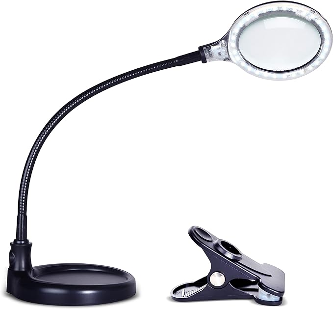 Brightech LightView Pro Flex 2 in 1 Magnifying Desk Lamp, 1.75x Light Magnifier, Adjustable Magnifying Glass with Light for Crafts, Reading, Close Work