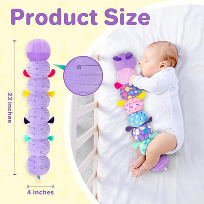 KMUYSL Baby Sensory Caterpillar Toys for 0-6 6-12 Months, Soft Plush Activity Toy with Crinkle, Rattle & Gentle Music, Tummy Time Toy for Infant Newborn, Early Development Toy Shower Gifts for Baby